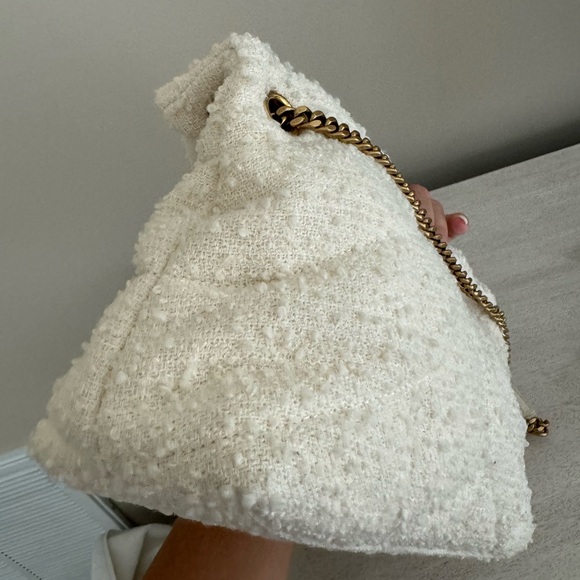 YSL Saint Laurent Small Lou Lou Tweed Boucle Cream Purse - Picture 4 of 12